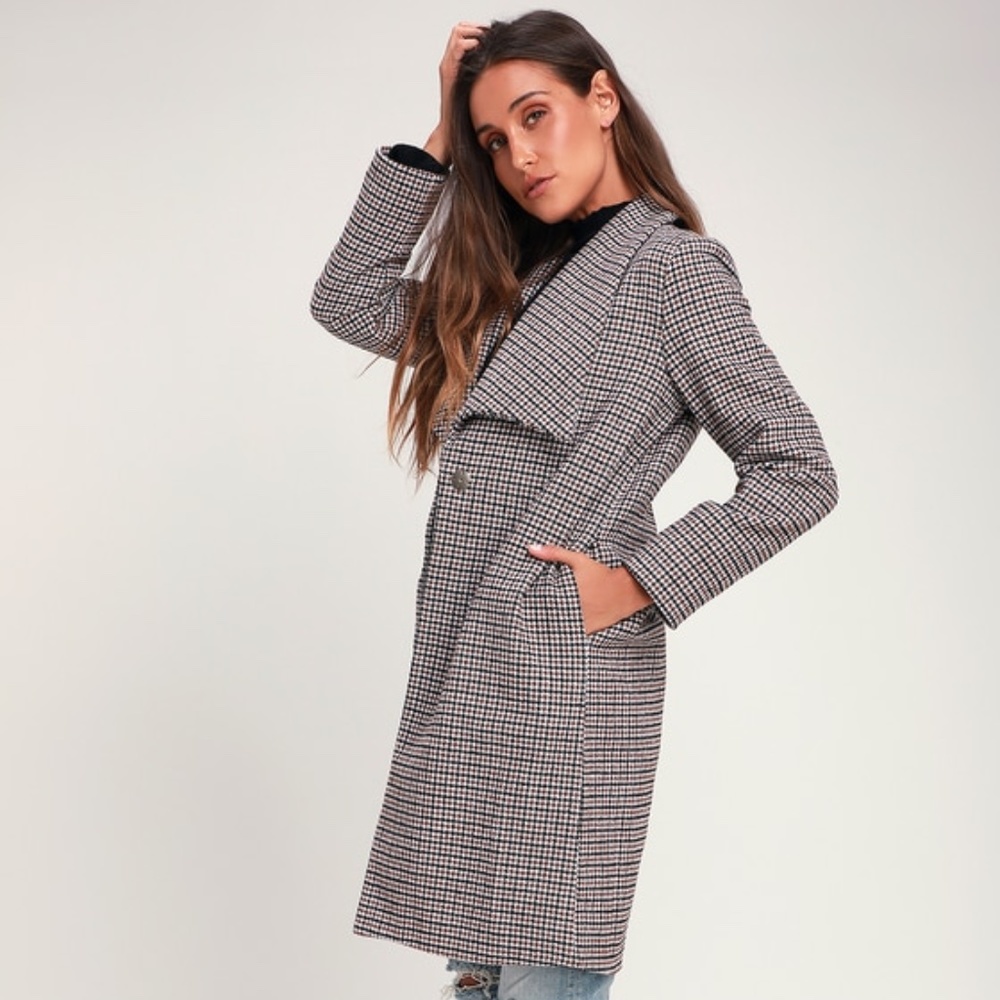 J.O.A. Elayne Camel Houndstooth Coat